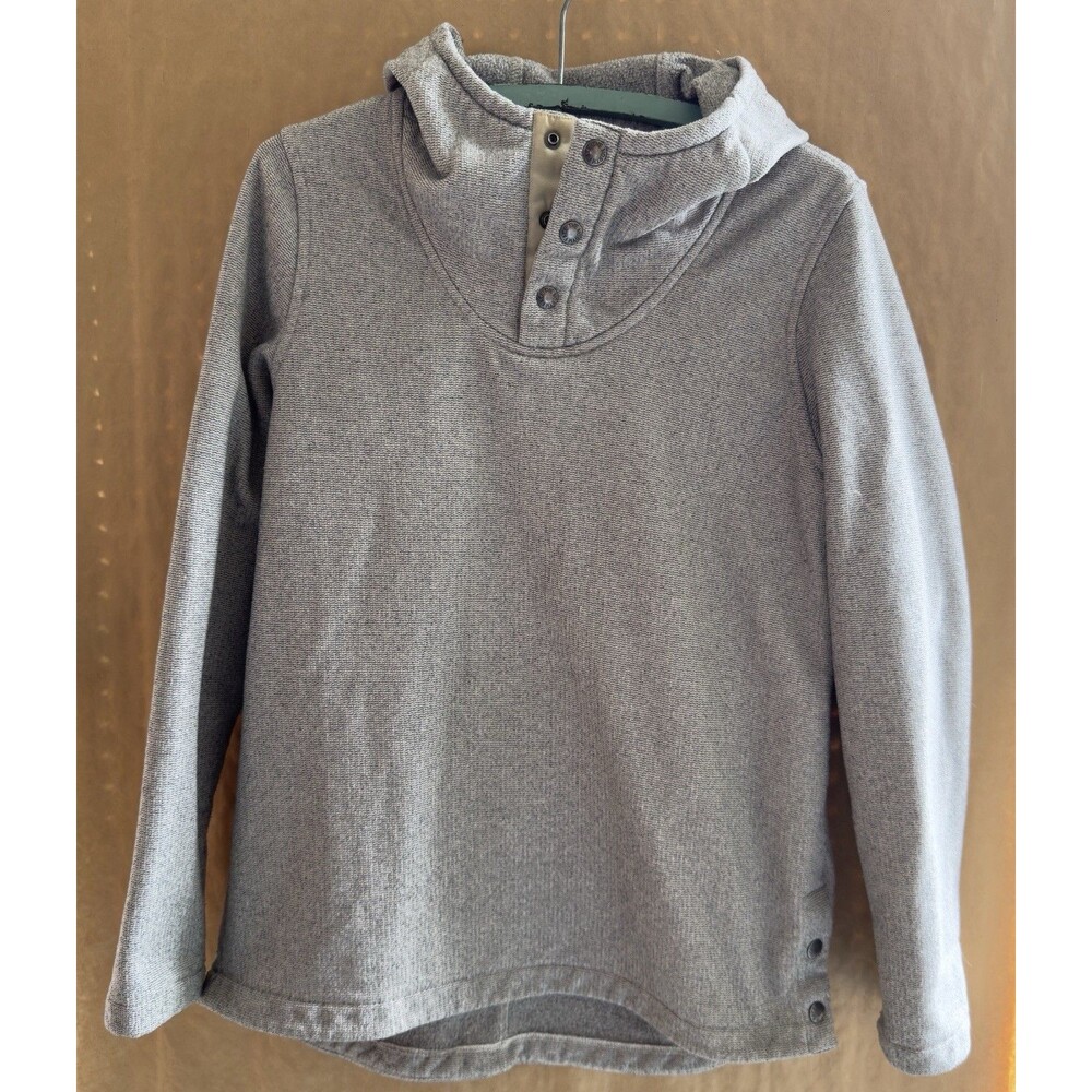 The North Face Knit Stitch Fleece Hoodie Women's M Gray Snap Neck Tunic Pullover